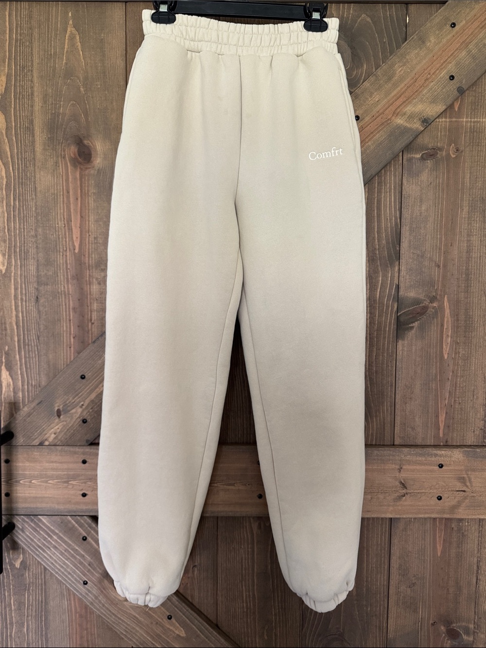 Comfrt Beige Fleece Sweatpants Size small